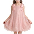 thumbnail image 1 of Girls Sleeveless Sequin Tulle Dress A-Line Bubble Hem for Birthday Party Wedding Flower Girl Kids Little Girls Pink Sizes 2-10 100% Polyester,Size 2-3 T, 1 of 5