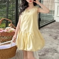 thumbnail image 1 of Girls' Sleeveless Solid Summer Dress For Girls – Lightweight Festive Party Skirt Without Sleeves, 1 of 7
