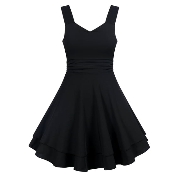 Aideaone Girls Sleeveless Square Neck Dress Ruched Waist A Line Church Party Style for Tweens Teens 7-16
