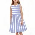 thumbnail image 1 of Girls' Sleeveless Striped Summer Dress with Round Neckline, 1 of 7