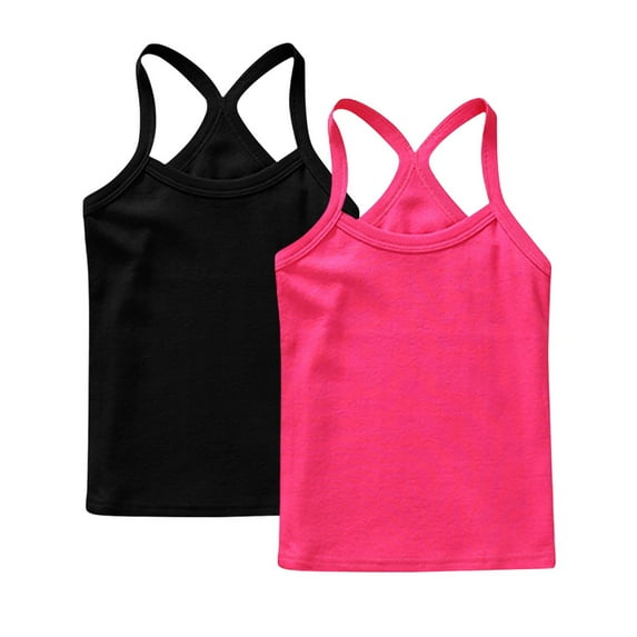 Girls Sleeveless Tank Tops s 2-pack Girls Dance Tank Tops - Girls ?Tanks & Camis - Toddler Racerback Camisole Undershirts - Kids Summer Spaghetti Strap Sleeveless Tees Shirts New 2-pack-Z 12T