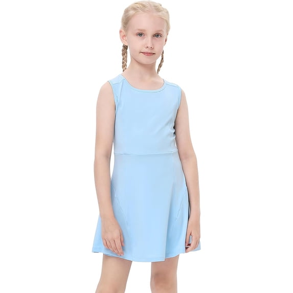 Girls Sleeveless Tennis Golf Sport Dress Outfit Athletic Pleated Skirts Set with Short 3 to 12 Years