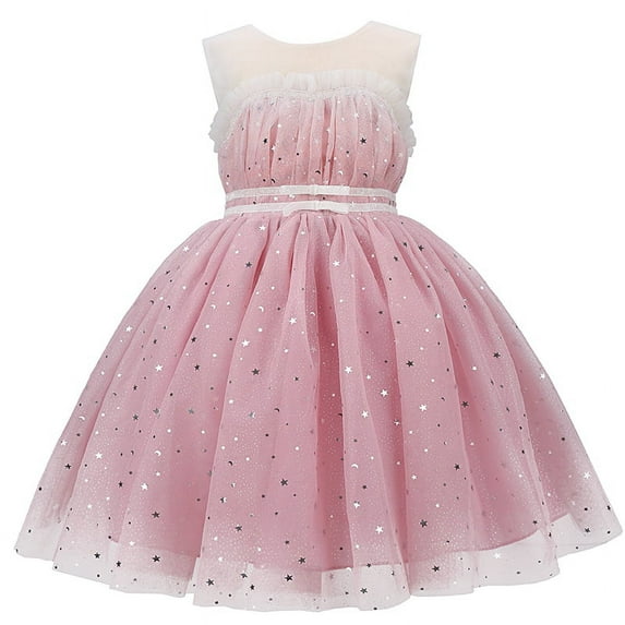 Girls Sleeveless Tutu Dress Layered Tulle Sparkly Wedding Party Gown 3-25Years