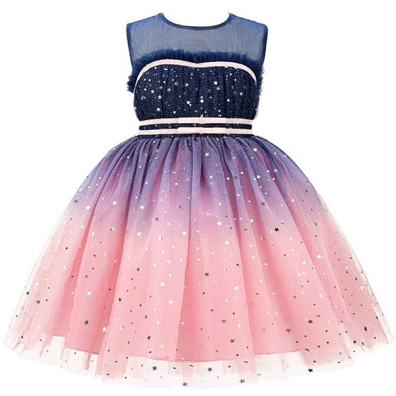 Girls Sleeveless Tutu Dress Layered Tulle Sparkly Wedding Party Gown 3-27Years