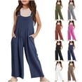 thumbnail image 1 of Girls Sleeveless Wide Leg Jumpsuit Overalls Loose with Pockets 5-14 Years, 1 of 8