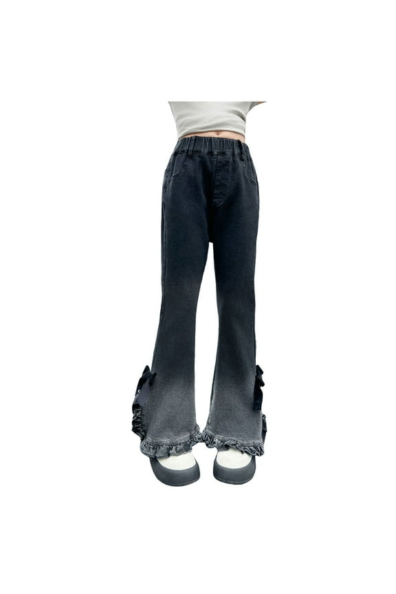 Girls Slightly Flared Pants Childrens Daily Wear Outer Fashion Casual Wear Slim Long Pants