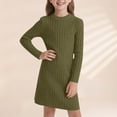 thumbnail image 1 of Girls Slim Fit Bodycon Dress Winter Warm Stretchy Turtleneck Long Sleeve Casual Outfit for Toddlers and Kids Soft Daily Wear Holiday Parties, 1 of 4