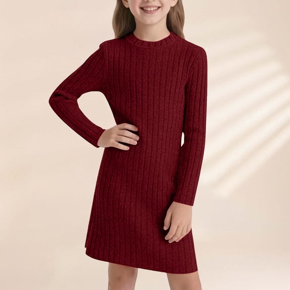 Girls Slim Fit Bodycon Dress Winter Warm Stretchy Turtleneck Long Sleeve Casual Outfit for Toddlers and Kids Soft Daily Wear Holiday Parties