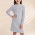 thumbnail image 1 of Girls Slim Fit Bodycon Dress Winter Warm Stretchy Turtleneck Long Sleeve Casual Outfits For Toddlers And Kids With Soft Daily Wear Holiday Parties, 11-12 Years, Grey, 1 of 4
