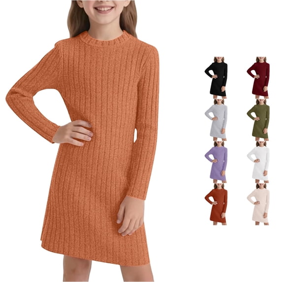 Girls Slim Fit Bodycon Dress Winter Warm Stretchy Turtleneck Long Sleeve Casual Outfits for Toddlers and Kids with Soft for Daily Wear and Holiday Parties Girls Summer Dresses Size 6 11-12 Years