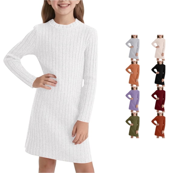 Girls Slim Fit Bodycon Dress Winter Warm Stretchy Turtleneck Long Sleeve Casual Outfits for Toddlers and Kids with Soft for Daily Wear and Holiday Parties Girls Summer Dresses Size 6 9-10 Years