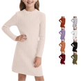 thumbnail image 1 of Girls Slim Fit Bodycon Dress Winter Warm Stretchy Turtleneck Long Sleeve Casual Outfits for Toddlers and Kids with Soft for Daily Wear and Holiday Parties Girls Summer Dresses Size 6 9-10 Years, 1 of 5