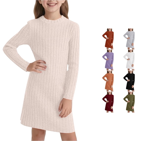 Girls Slim Fit Bodycon Dress Winter Warm Stretchy Turtleneck Long Sleeve Casual Outfits for Toddlers and Kids with Soft for Daily Wear and Holiday Parties Girls Summer Dresses Size 6 9-10 Years
