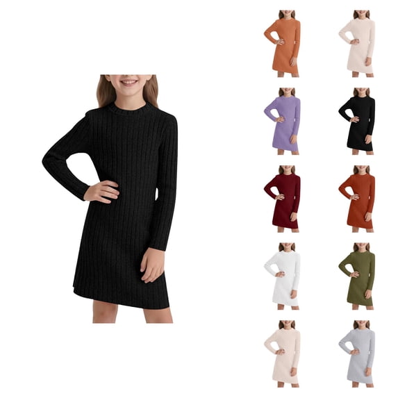 Girls Slim Fit Bodycon Dress Winter Warm Stretchy Turtleneck Long Sleeve Casual Outfits For Toddlers And Kids With Soft For Daily Wear And Holiday Parties