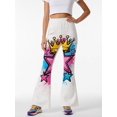 thumbnail image 1 of 5-6Y Girls Colored Flared Pants Digital Print Trousers Slim-Fit Wide Leg Flare for Spring Summer Autumn, 1 of 6