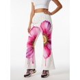 thumbnail image 1 of 3-4Y Girls Colored Flared Pants Digital Print Trousers Slim-Fit Wide Leg Flare for Spring Summer Autumn, 1 of 6