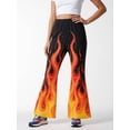 thumbnail image 1 of 5-6Y Girls Colored Flared Pants Digital Print Trousers Slim-Fit Wide Leg Flare for Spring Summer Autumn, 1 of 6