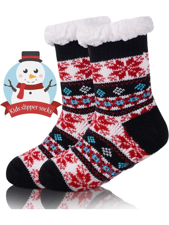 Girls Slipper Fuzzy Socks Kids Boys Fluffy Fleece Lined Warm Plush Sherpa Winter Child Home Socks 1Pairs