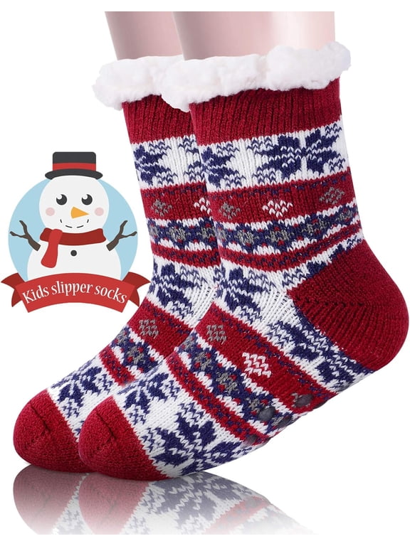 Girls Slipper Fuzzy Socks Kids Boys Fluffy Fleece Lined Warm Plush Sherpa Winter Child Home Socks 1Pairs