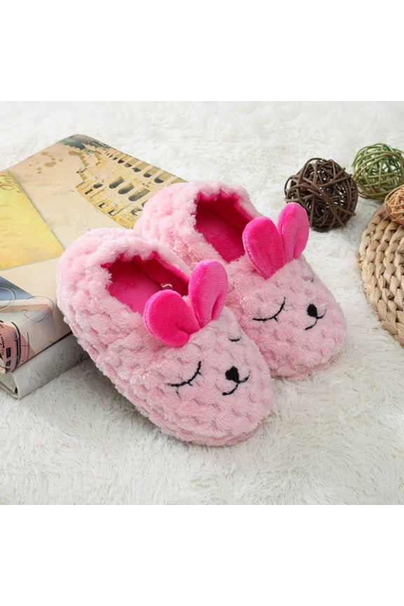 Girls Slippers Bunny Indoor Outdoor House Slipper Fuzzy Fluffy House Shoes Closed Back Cute Flat Slides Pink US: 13.5