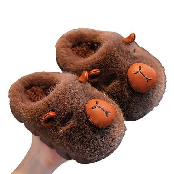Girls Slippers Capybara Cozy Slippers For Warm Indoor Shoes And Boys And Girls Brown,33