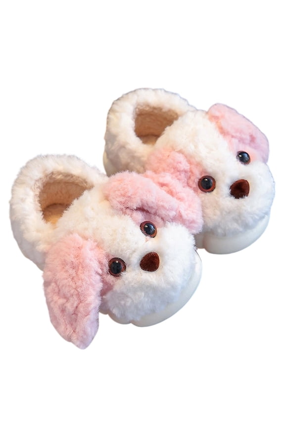 Girls Slippers Cartoon Slippers Winter Shoes Kids Footwear Dog Shape Warm Soft Sole For Children Indoor Use ,8.5-9 Years