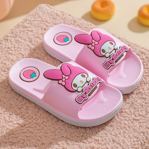 Girls Slippers Cute Cartoon Kuromi Slides Lightweight Non-Slip Sandals Quick-Drying Shower Slides Shoes for Beach Pool Home
