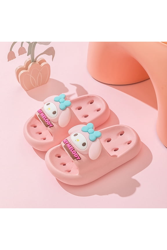 Girls Slippers Cute Cartoon Kuromi Slides Lightweight Non-Slip Sandals Quick-Drying Shower Slides Shoes for Beach Pool Home