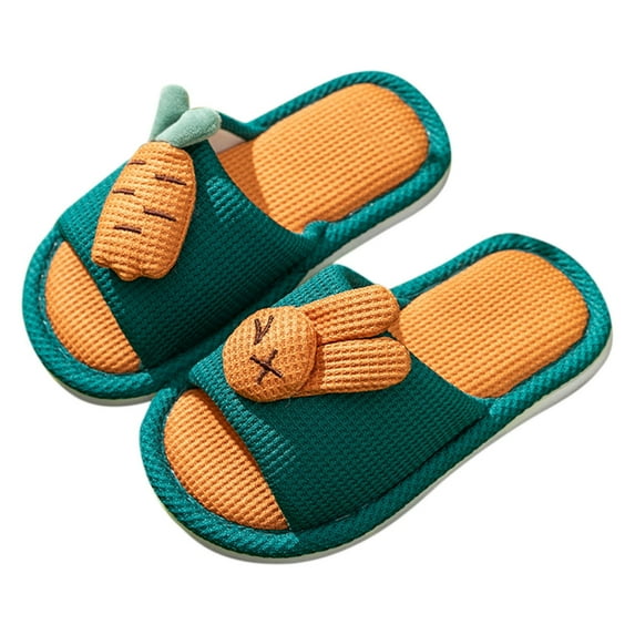 Girls Slippers Girls Boys Kids Home Slides Indoor Floor Cute Cartoon Soft Comfortable Non Cotton Linen Slipper E 7 Years-8 Years