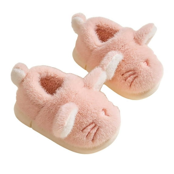 Girls Slippers Kids Toddler Winter Slippers Warm Cozy Cartoon Rabbit House Shoes Indoor Outdoor Soft Lined Booties Baby Slippers Light Pink 170