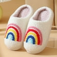thumbnail image 1 of Girls Slippers Rainbow Pattern Indoor Outdoor House Slipper Fuzzy Fluffy House Shoes Slip On Comfort Footwear Funny Flat Slides Multicolour US: 13, 1 of 6