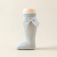 thumbnail image 1 of Girls Slouch Socks Girls Knee High Socks Bow Stockings Toddler Breathable Long Tube Knit Cute Socks Light Socks for Girls Blue M, 1 of 3