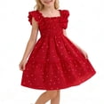 thumbnail image 1 of Girls Smocked Dresses Size 8 Cute Ruffle Sleeve Summer Floral Tiered Dress Aline Casual Beach Vacation Outfits Red, 11 Years, 1 of 6