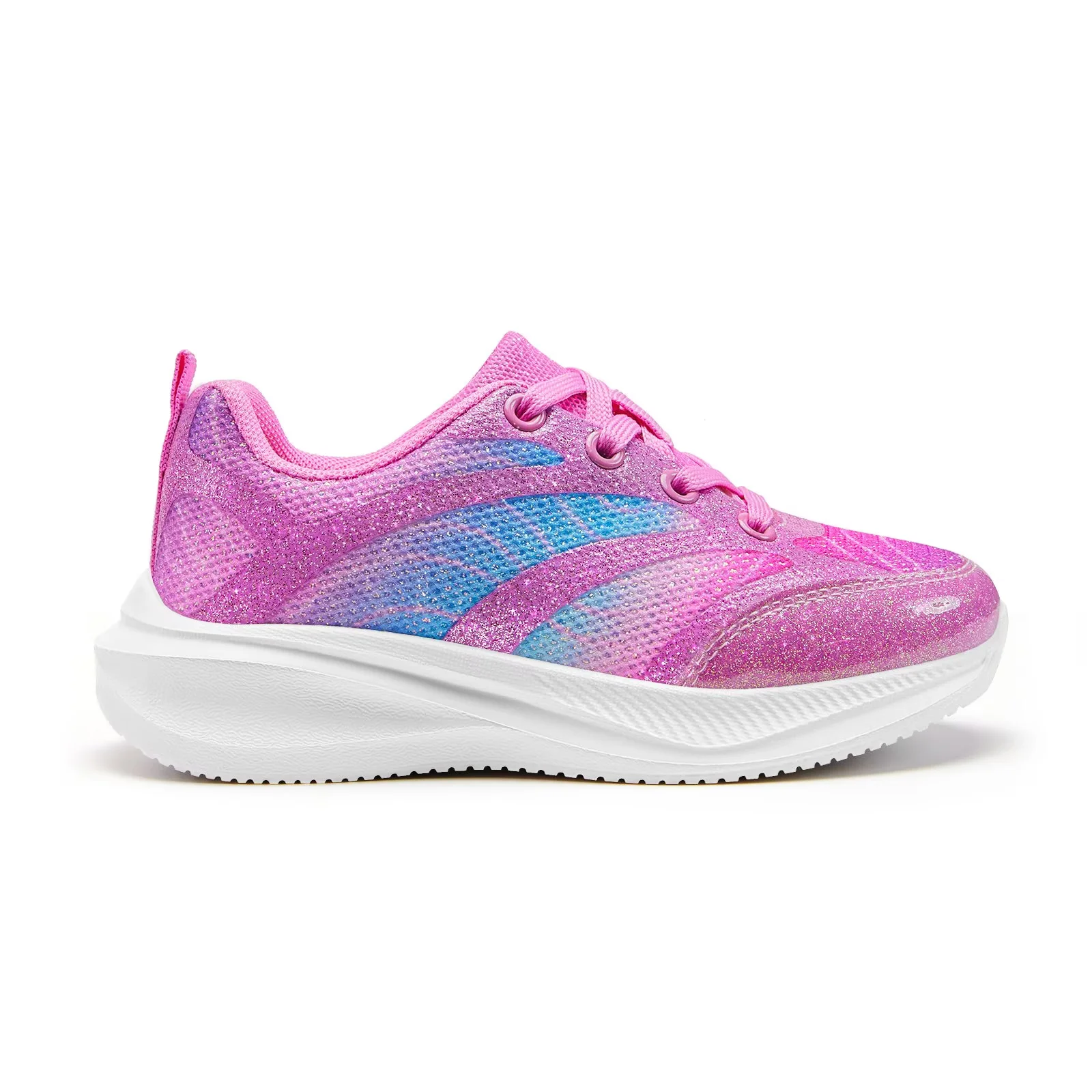 Girls Sneakers Kids Lightweight Running Shoes Children Casual Lace-up Walking Sports Tennis Shoes, Pink Purple, Size 13