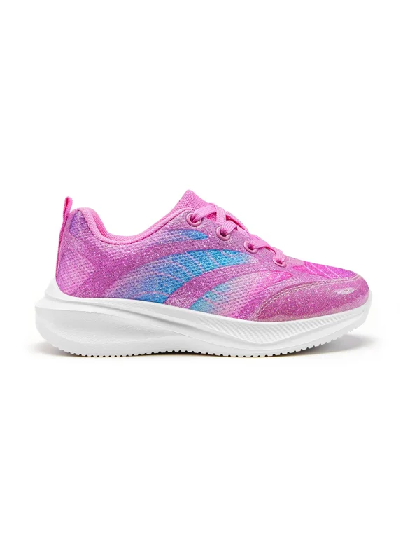 Girls Sneakers Kids Lightweight Running Shoes Children Casual Lace-up Walking Sports Tennis Shoes, Pink Purple, Size 3