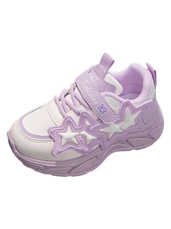 Girls Sneakers Lightweight Soft Sole Casual Comfortable Breathable Running Shoes for Kids Non Flexible Walking Purple 3