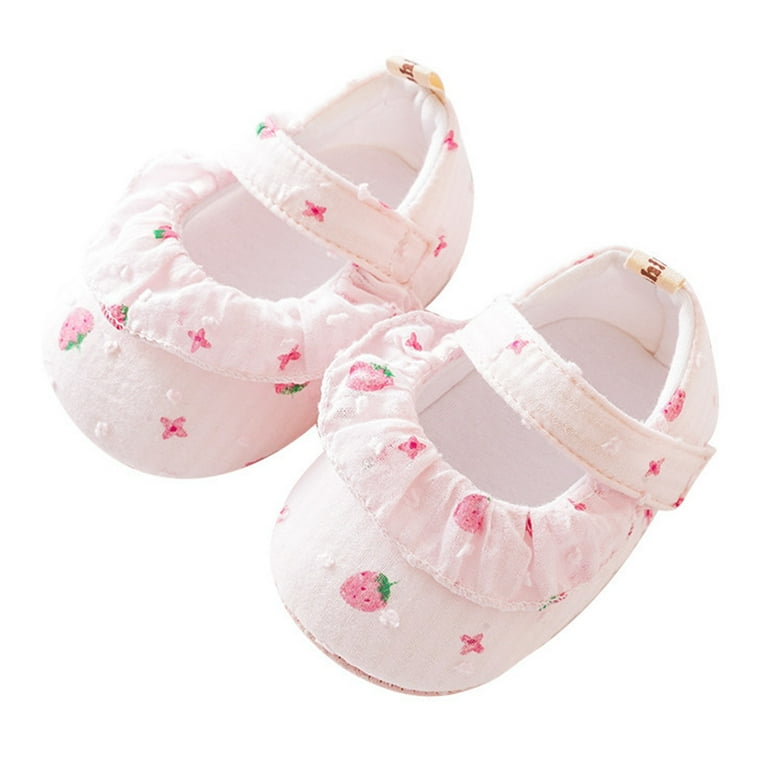 Girls Sneakers Sizes 0 6 Months Strawberry Prints Soft Non Slip Floor Spring Summer Floor Pink Baby Shoes