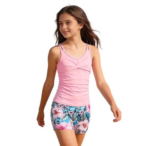 Girls Snorkel Theme Print Two Piece Swimsuit Summer Beachwear 7-16Y,Pink,13-14 Years