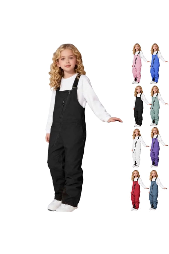 Girls Snow Bibs Waterproof Insulated Ski Pants Kids Adjustable Strap Snowboard Overalls Lightweight Winter Snowsuit,Black 12-13 Years