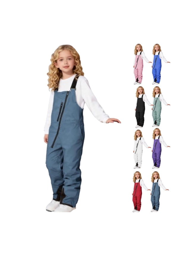 Girls Snow Bibs Waterproof Insulated Ski Pants Kids Adjustable Strap Snowboard Overalls Lightweight Winter Snowsuit,Navy 4-8 Years