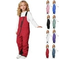 thumbnail image 1 of Girls Snow Bibs Waterproof Insulated Ski Pants Kids Adjustable Strap Snowboard Overalls Lightweight Winter Snowsuit,Red 6-7 Years, 1 of 8