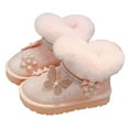 thumbnail image 1 of Girls Snow Boots Sparkly Rhinestone Butterfly Platform Winter Ankle Booties Slip on Plush Furry Lined Warm Boots 12 Little Kid Pink, 1 of 5