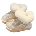 thumbnail image 1 of Girls Snow Boots Sparkly Rhinestone Butterfly Platform Winter Ankle Booties Slip on Plush Furry Lined Warm Boots 13 Little Kid Beige, 1 of 5