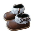 thumbnail image 1 of Girls Snow Boots Sweet Lace Bowknot Round Toe Leather Flat Shoes Warm Furry Lined Casual Kids Winter Princess Dress Booties 6 Toddler Brown, 1 of 5