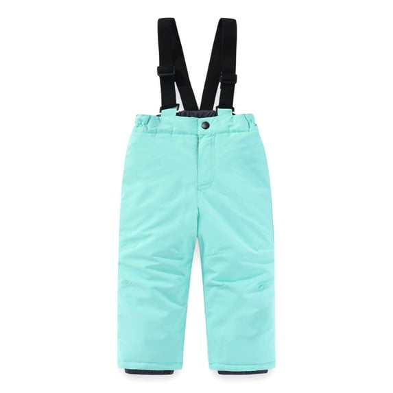 Girls Snow Pants Green Water Resistant Insulated Kids Winter Ski Pants with Adjustable Suspenders,Size 6-7T
