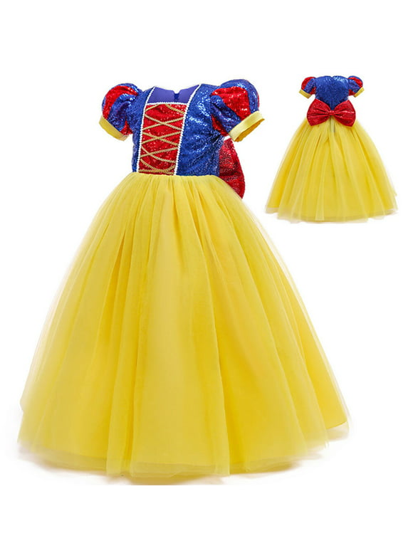 Girls Snow White Costume Fancy Dress Halloween Christmas Party Gown