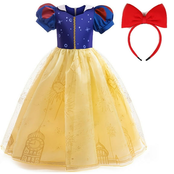 Girls Snow White Princess Costume Carnival Halloween Christmas Birthday Party Dress Dance Ball Gown