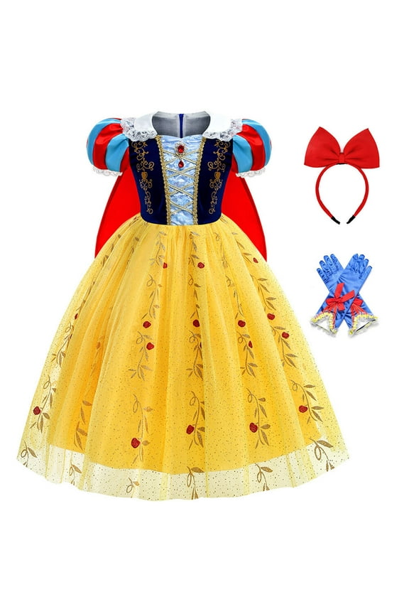 Girls Snow White Princess Costume Carnival Halloween Christmas Birthday Party Dress