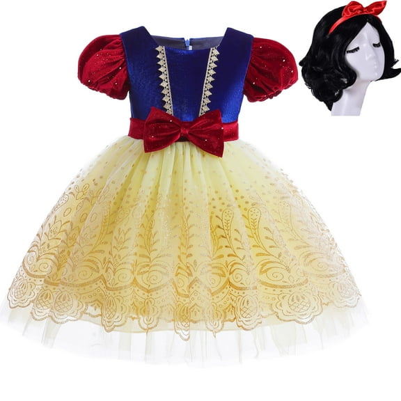 Girls Snow White Princess Dress Halloween Cosplay Costume with Accessories