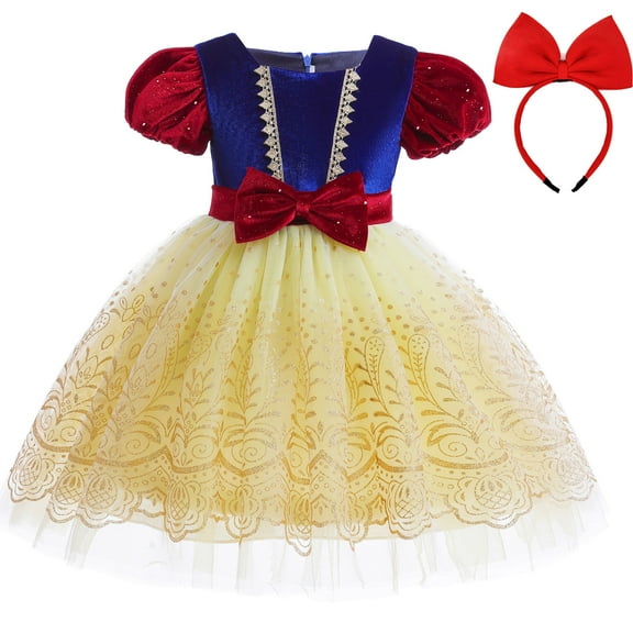 Girls Snow White Princess Dress Halloween Cosplay Costume with Accessories